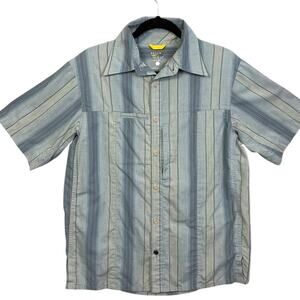 Mountain Hardwear Men's Shirt  Blue Stripe Size M Outdoor Hiking Rugged